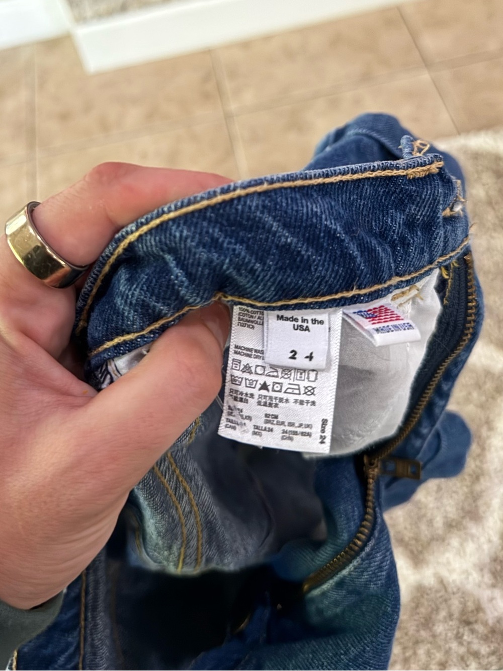 American Apparel Dark Blue High-Waist Denim Shorts - Picture 7 of 7